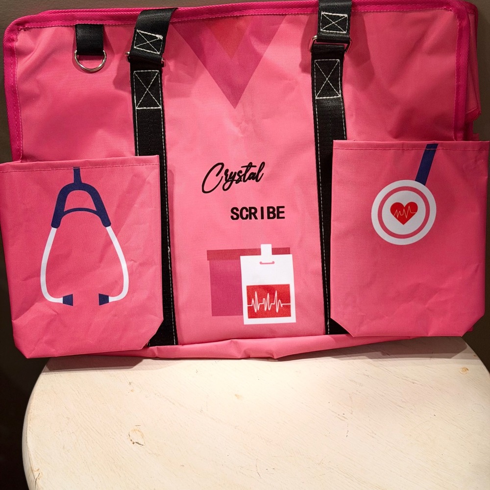 Pink Crystal Scribe Nurse Medical Scrub Bag Tote‎ Organizer